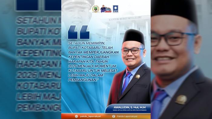 Satu Tahun Jabatan, Waket I DPRD Kotabaru Apresiasi Realisasi Program