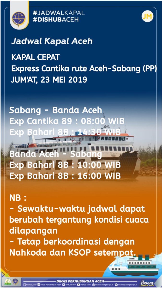 Jadwal Pelayaran Kapal Feri Banda Aceh–Sabang Tahun 2026