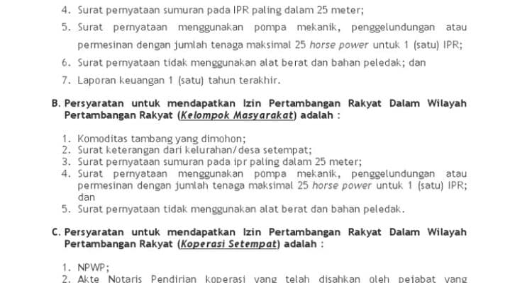Penerbitan Izin Wilayah Pertambangan Rakyat di Kalimantan Tengah