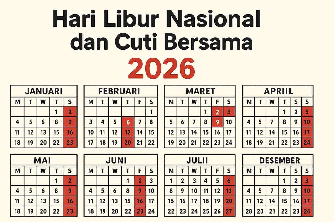 SKB 3 Menteri Jadwal Libur Nasional dan Cuti Bersama Tahun 2026